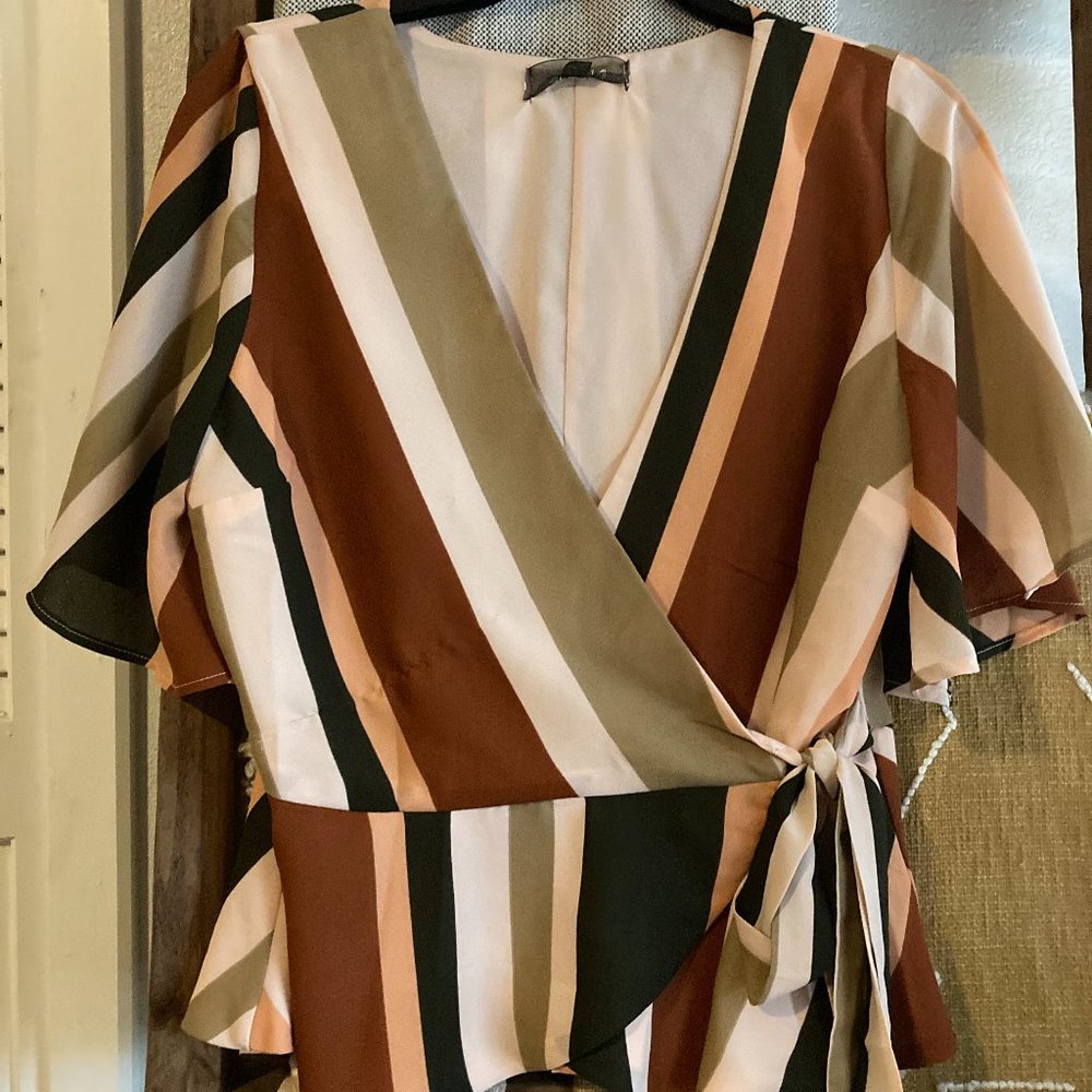 Tan Neutral Wrap Shirt